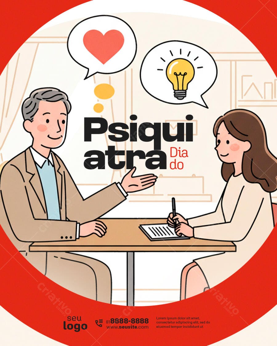 Flyer Dia do Psiquiatra PSD Editável