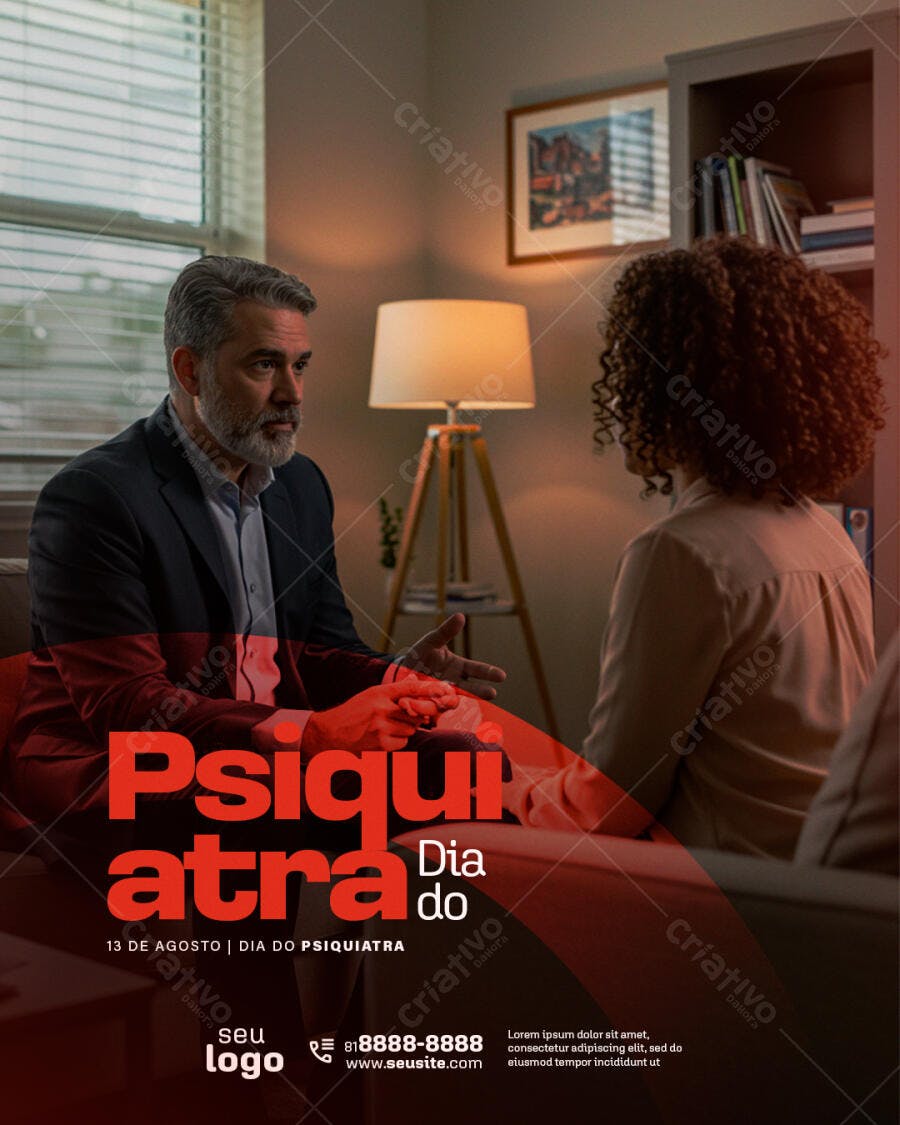 Flyer Dia do Psiquiatra 13 de Agosto PSD Editável
