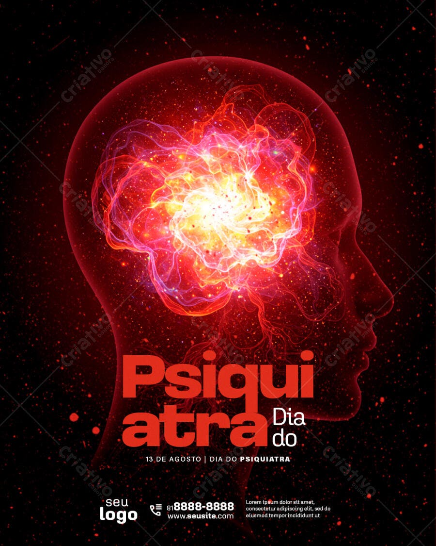 Flyer Dia do Psiquiatra 13 de Agosto PSD Editável