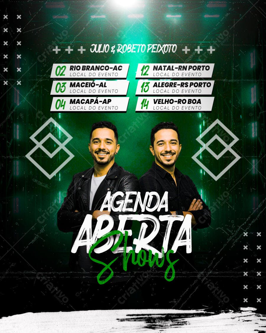 Flyer para Shows de Julio & Roberto Peixoto PSD Editável