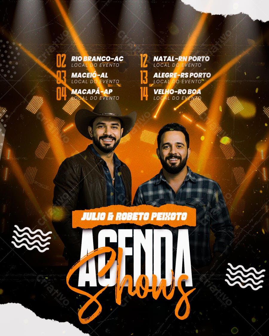 Flyer Show Sertanejo Julio & Roberto Pixoto PSD Editável