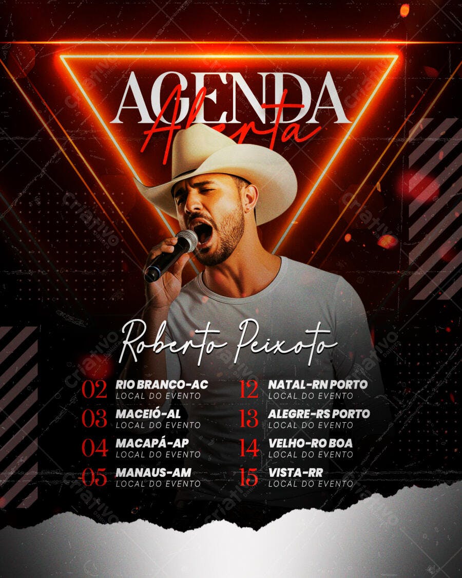 Flyer para Show de Roberto Peixoto PSD Editável