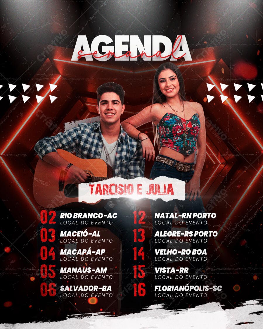 Flyer Agenda Semanal Tarcísio e Julia PSD Editável