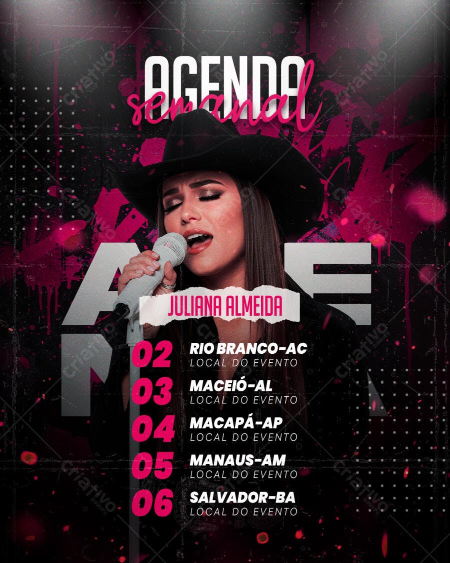 Flyer para Shows Juliana Almeida PSD Editável