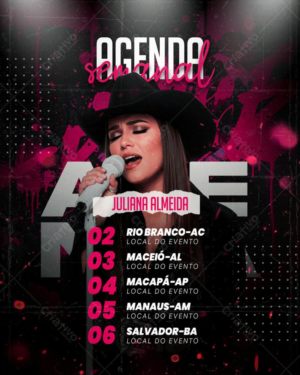 Flyer Agenda de Show Evento psd editável feed (1)