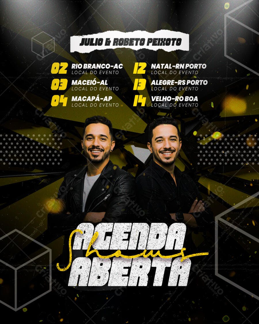 Flyer para Show de Julio & Roberto Peixoto PSD Editável