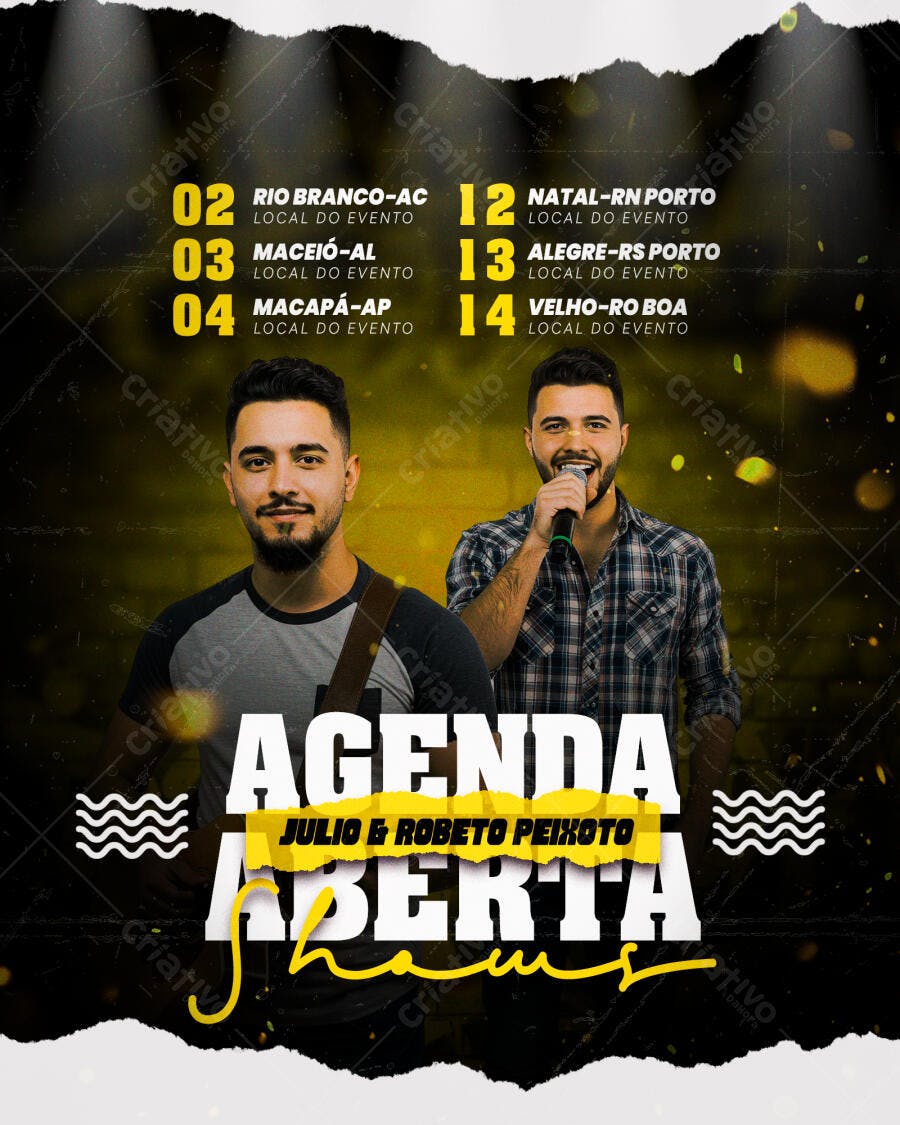Flyer Show Julio & Roberto Peixoto PSD Editável