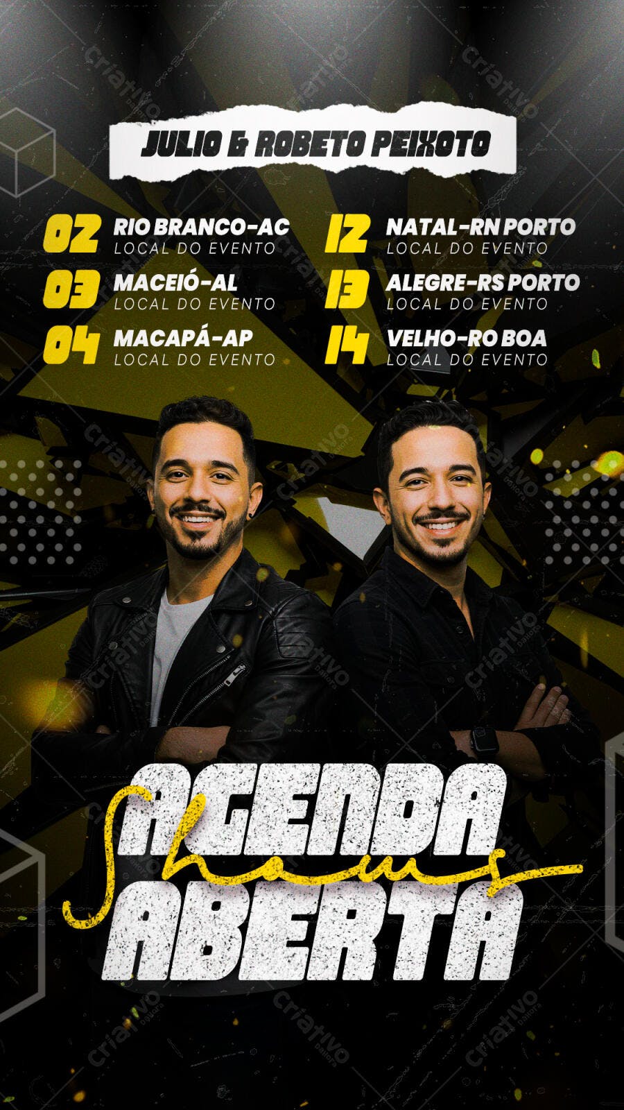 Flyer para Show de Júlio & Roberto Peixoto PSD Editável