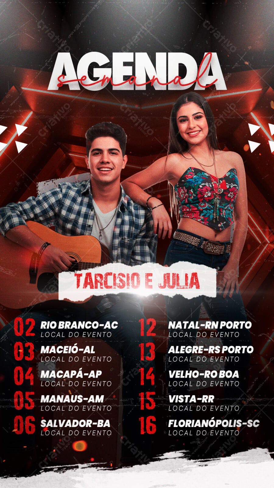 Flyer Agenda Musical Tarcísio e Julia PSD Editável
