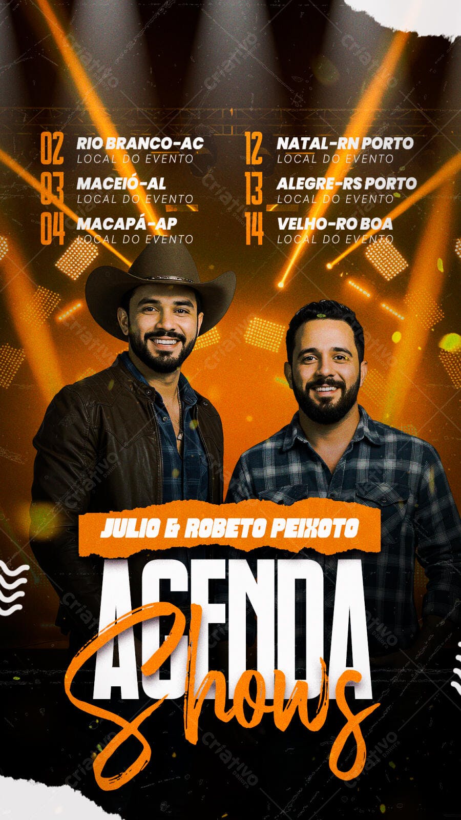 Flyer para Show Julio & Roberto Peixoto PSD Editável