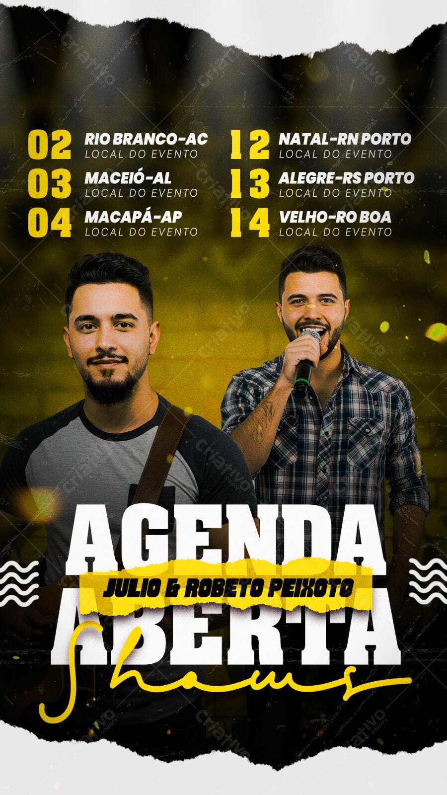 Flyer para Show Julio & Roberto Peixoto PSD Editável