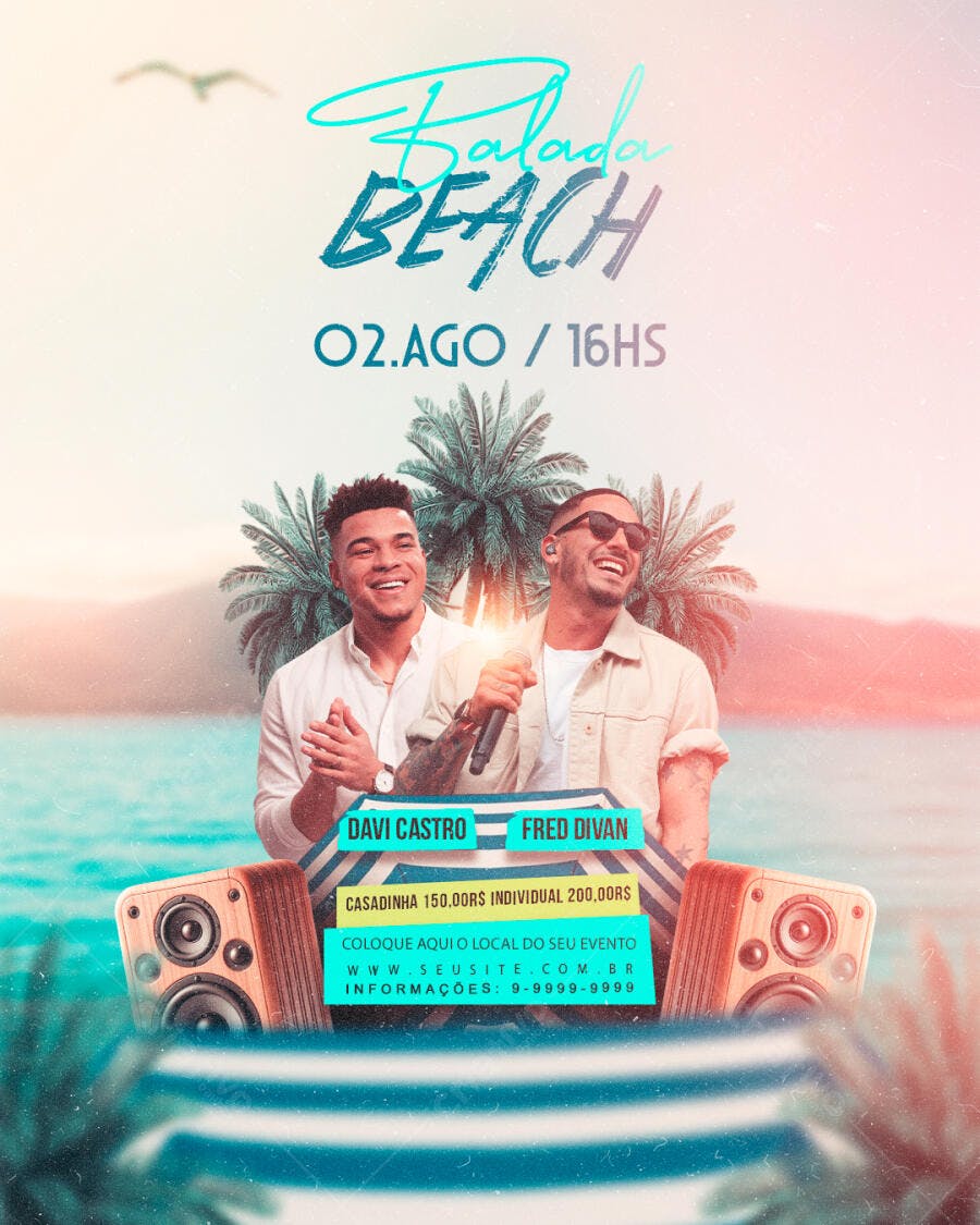Flyer Balada Beach 02 de Agosto PSD Editável