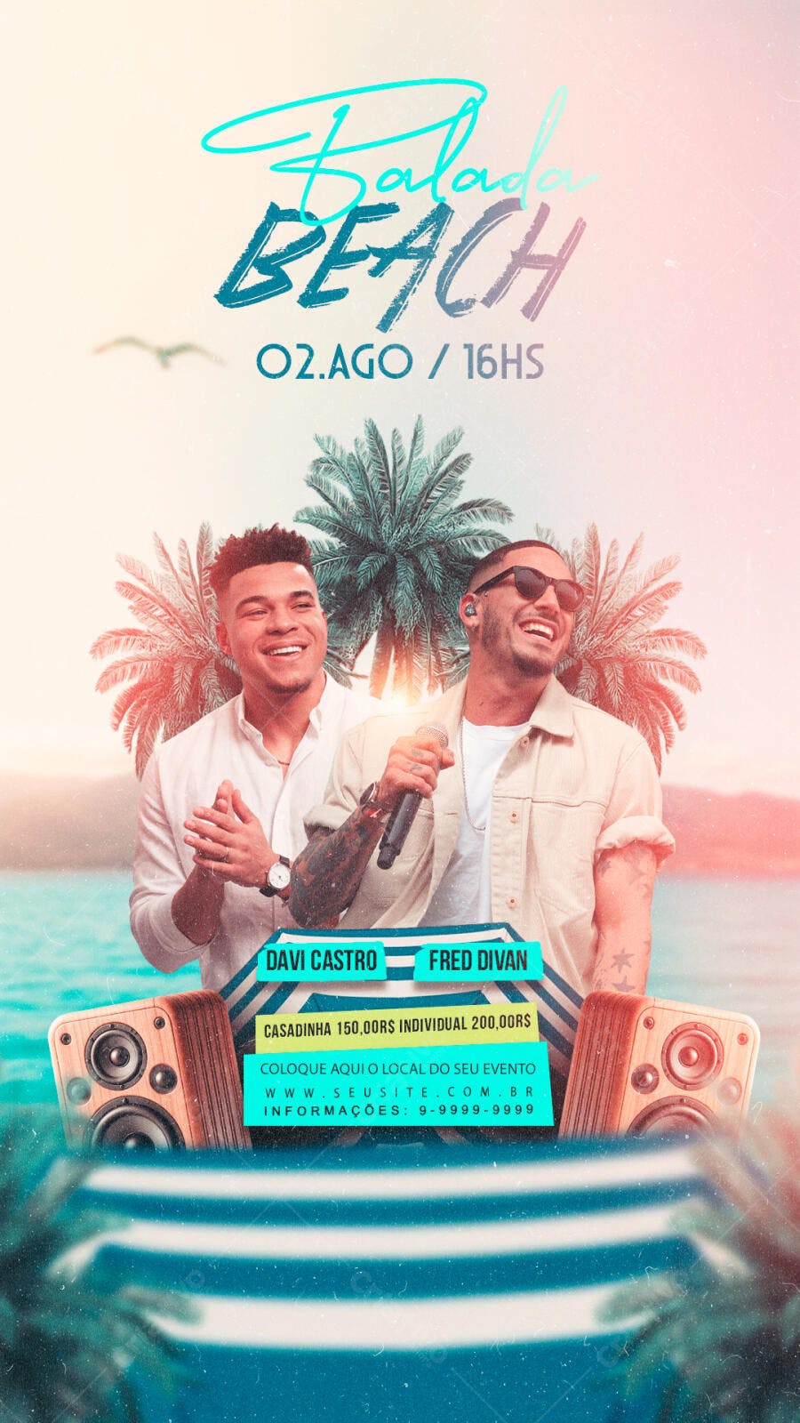 Flyer Festa na Praia 02 de Agosto PSD Editável