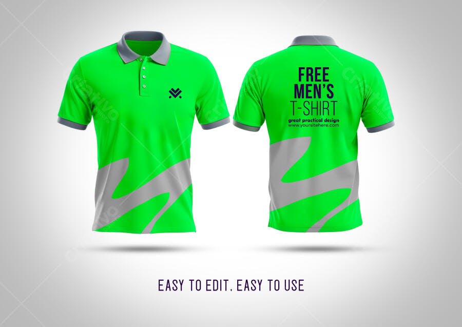 Mockup Camiseta Polo Verde Lima e Cinza: Design Moderno