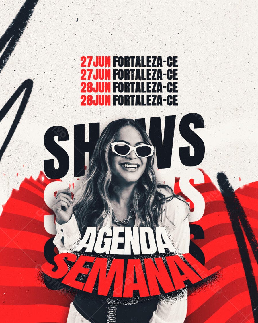 Flyer Agenda Semanal Shows Fortaleza PSD Editável