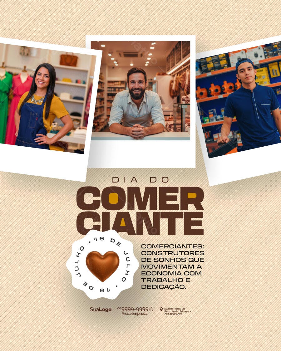 Flyer Dia do Comerciante 16 de Julho PSD Editável