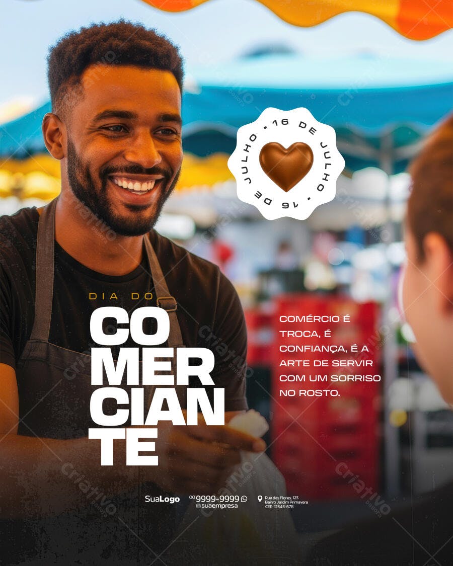 Flyer Dia do Comerciante 16 de Julho PSD Editável