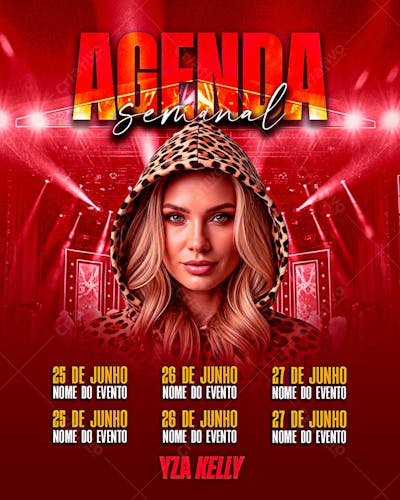 AGENDA SEMANAL DE SHOWS CANTORA YZA KELLY