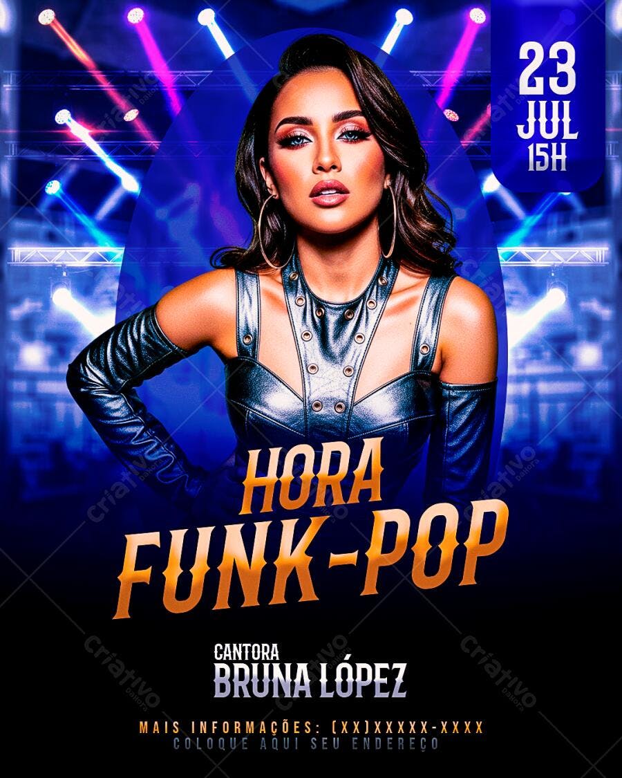Flyer Show Bruna López 23 de Julho PSD Editável