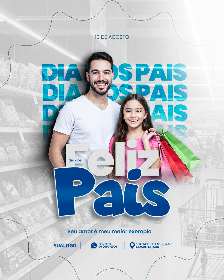 Flyer Dia dos Pais 10 de Agosto PSD Editável