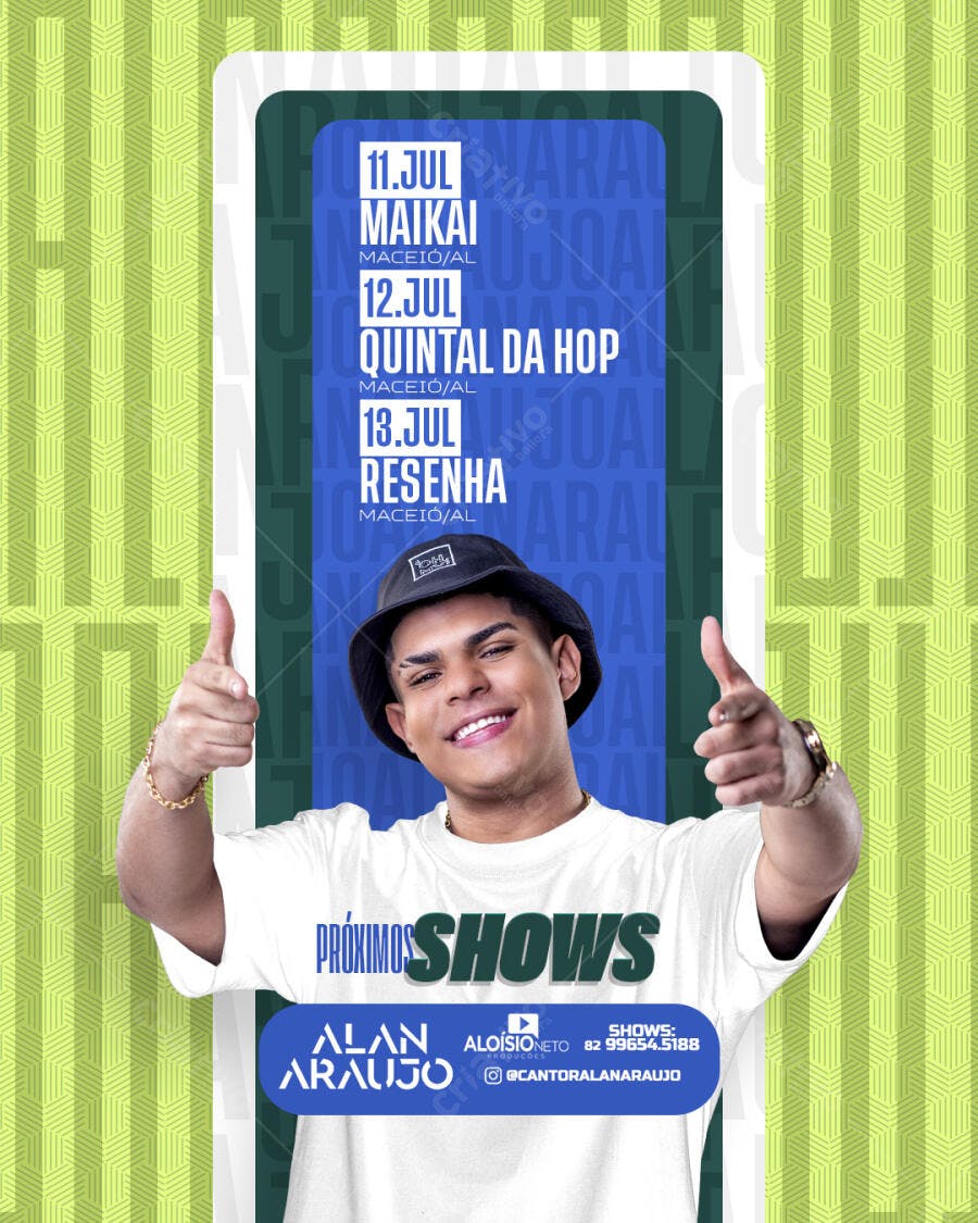 Flyer para Shows de Alan Araújo PSD Editável