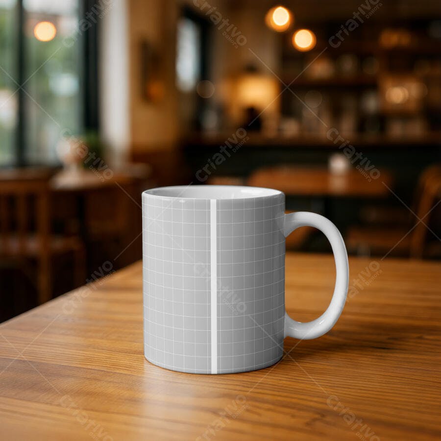 Mockup Caneca em Café: Design Minimalista Cinza