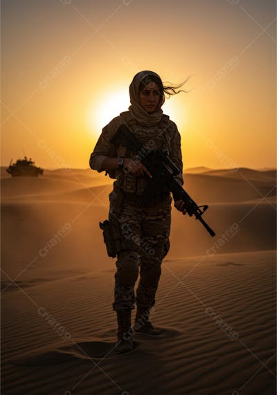 Soldada no Deserto ao Pôr do Sol (1)