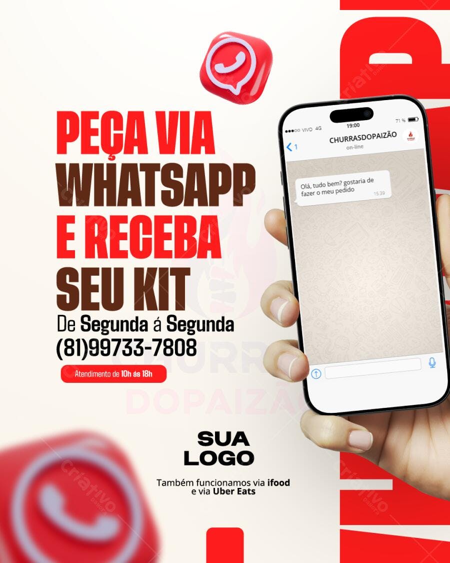 Modelo de Flyer para WhatsApp Business PSD Editável