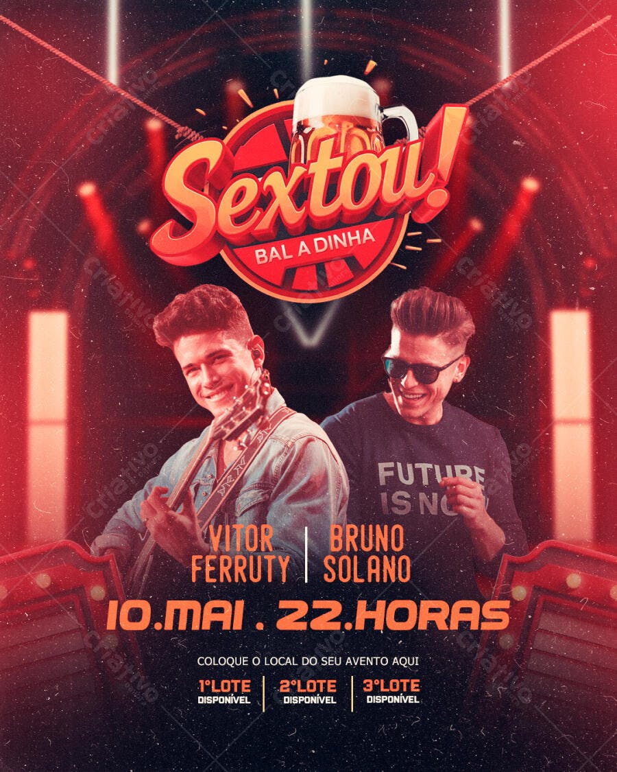 Flyer para Festa Sexta-feira 10 de Maio PSD Editável