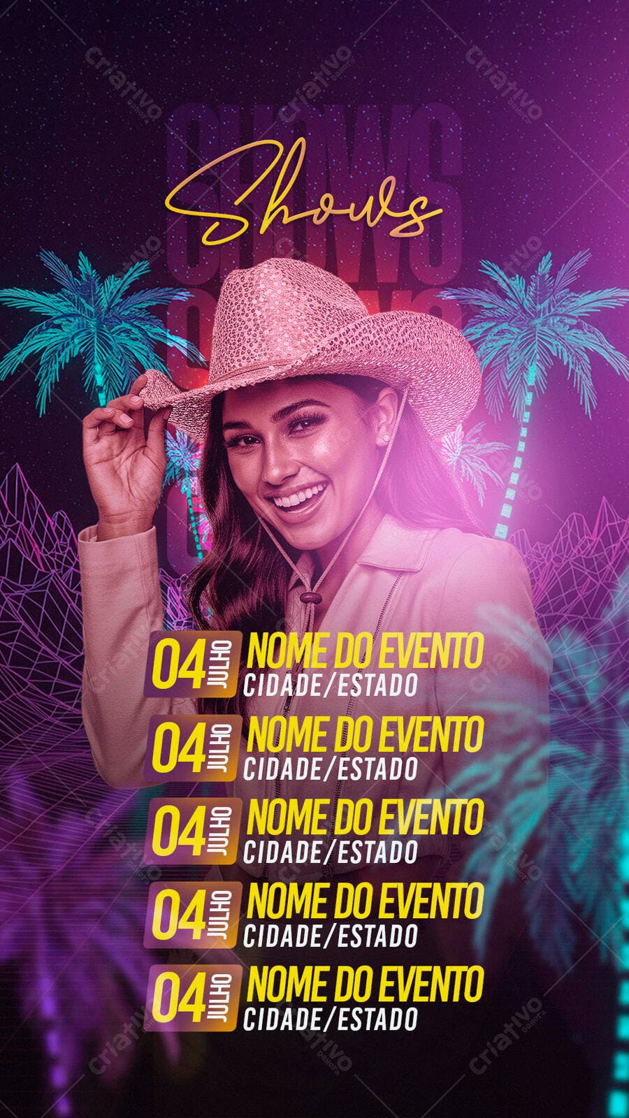 Flyer para Shows de Música Sertaneja PSD Editável