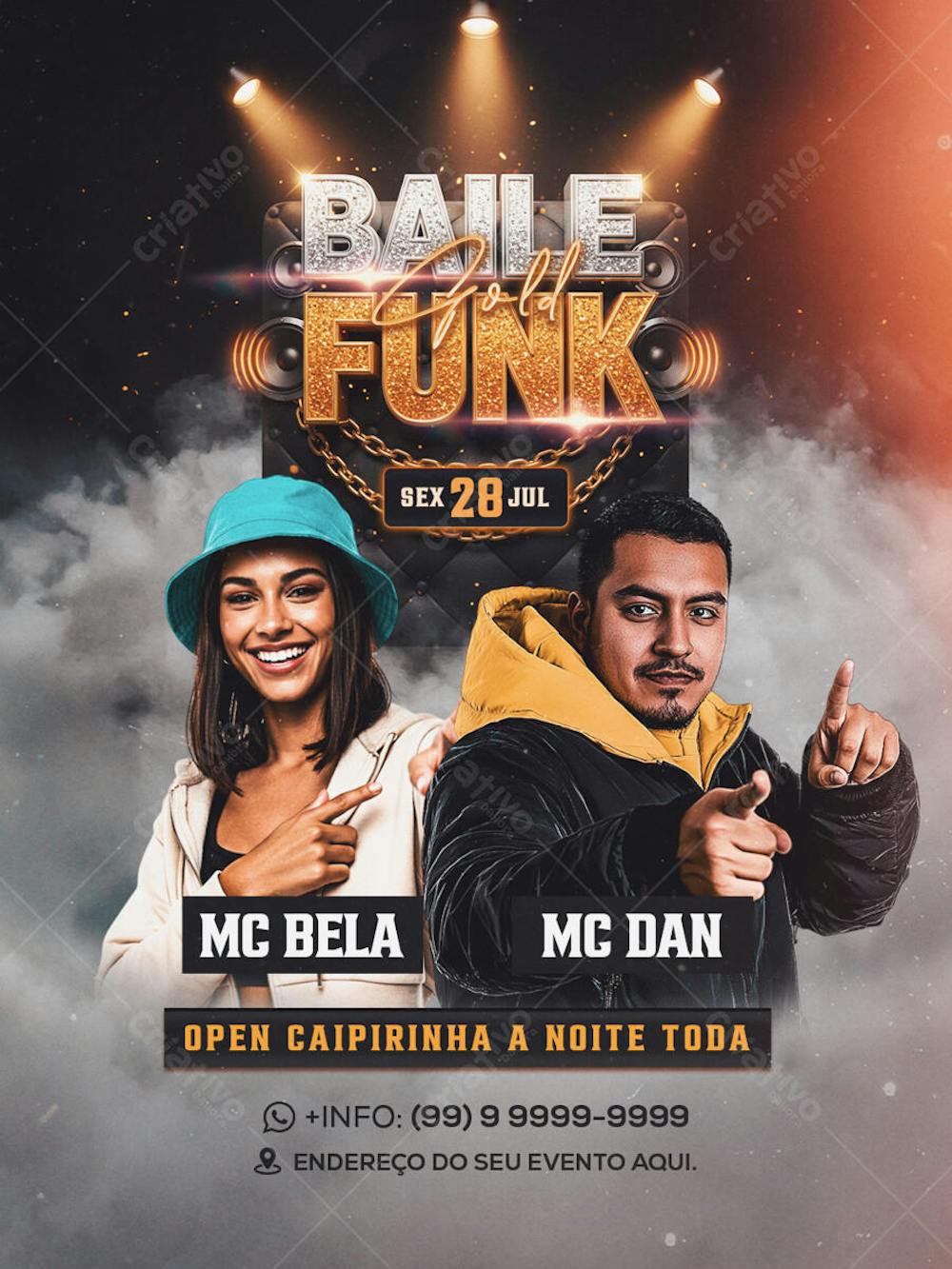 Flyer Baile Funk Gold Feed PSD Editavel