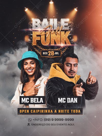 Flyer Baile Funk Gold Feed PSD Editavel