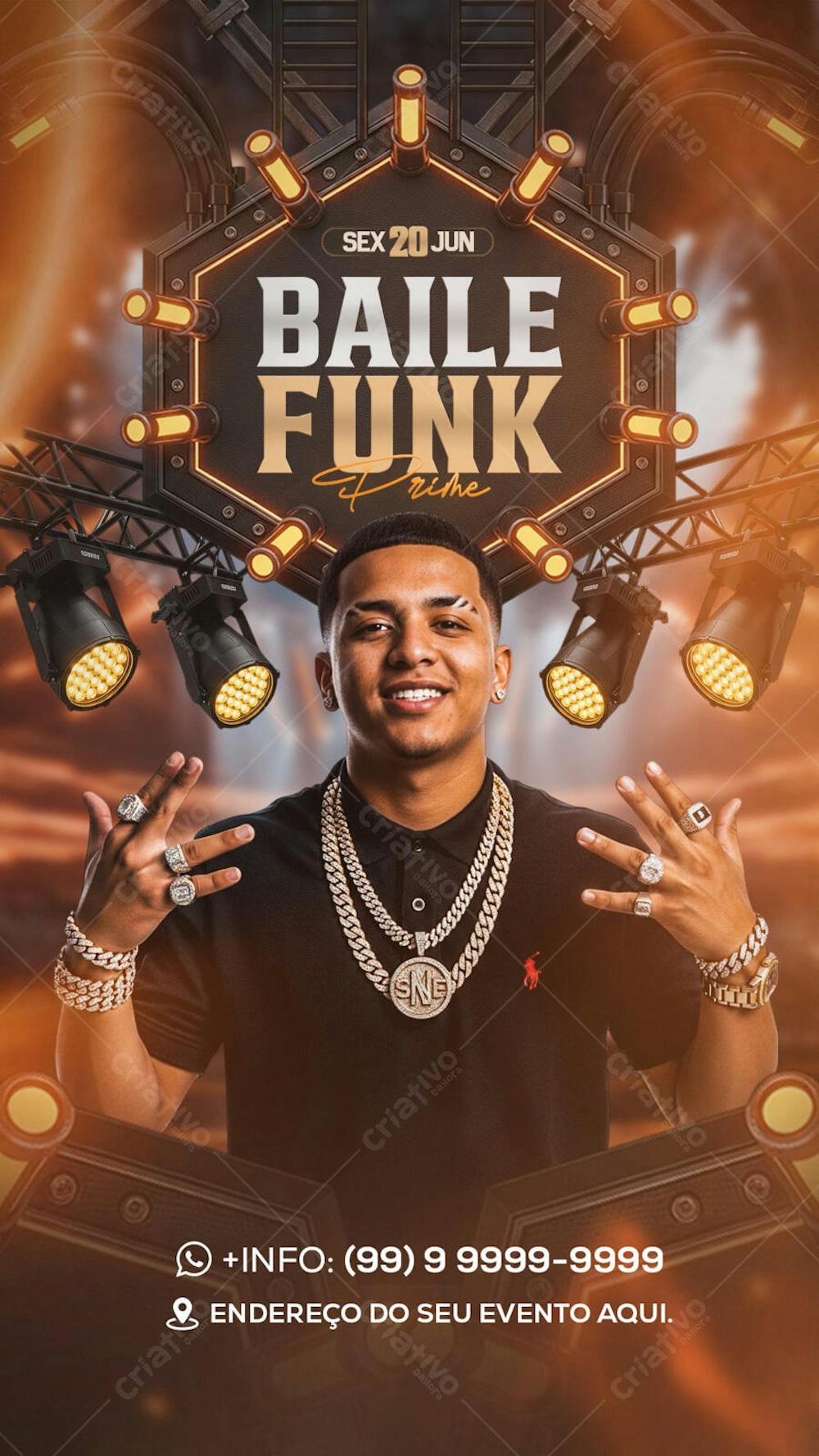 Flyer Baile Funk Prime Story PSD Editavel