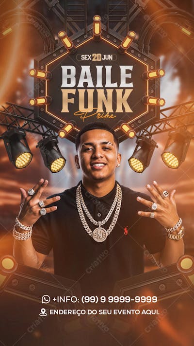 Flyer Baile Funk Prime Story PSD Editavel