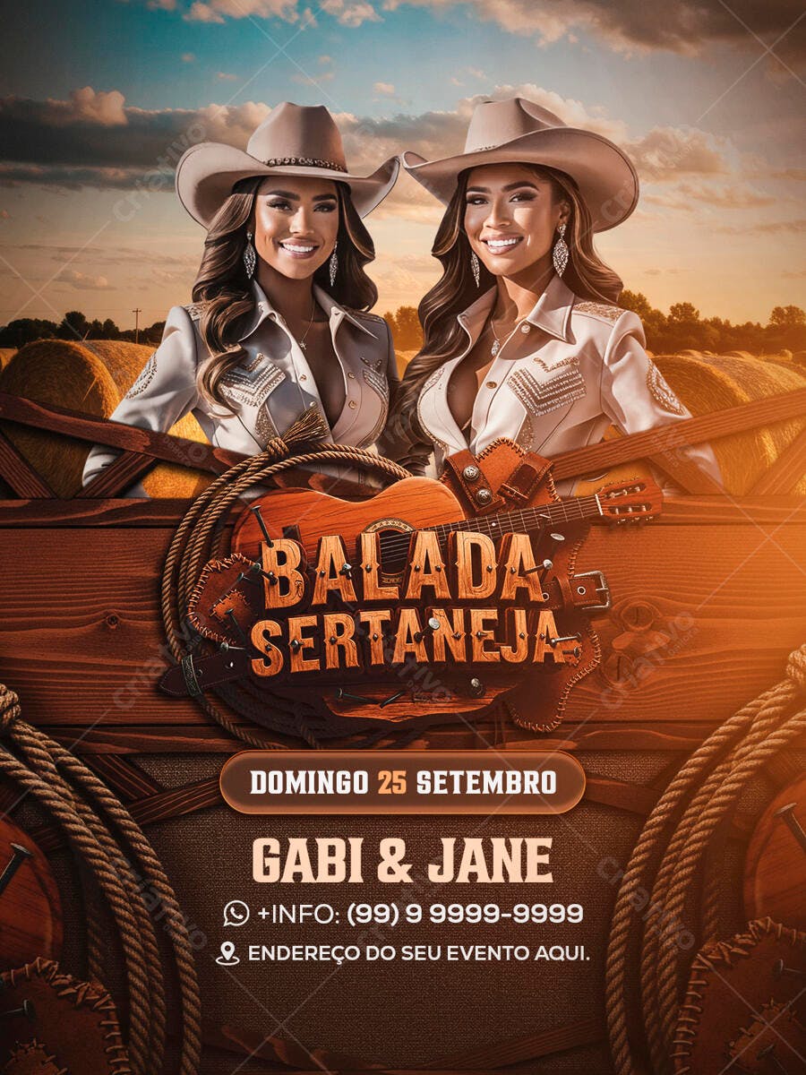 Flyer Balada Sertaneja 25 de Setembro PSD Editável