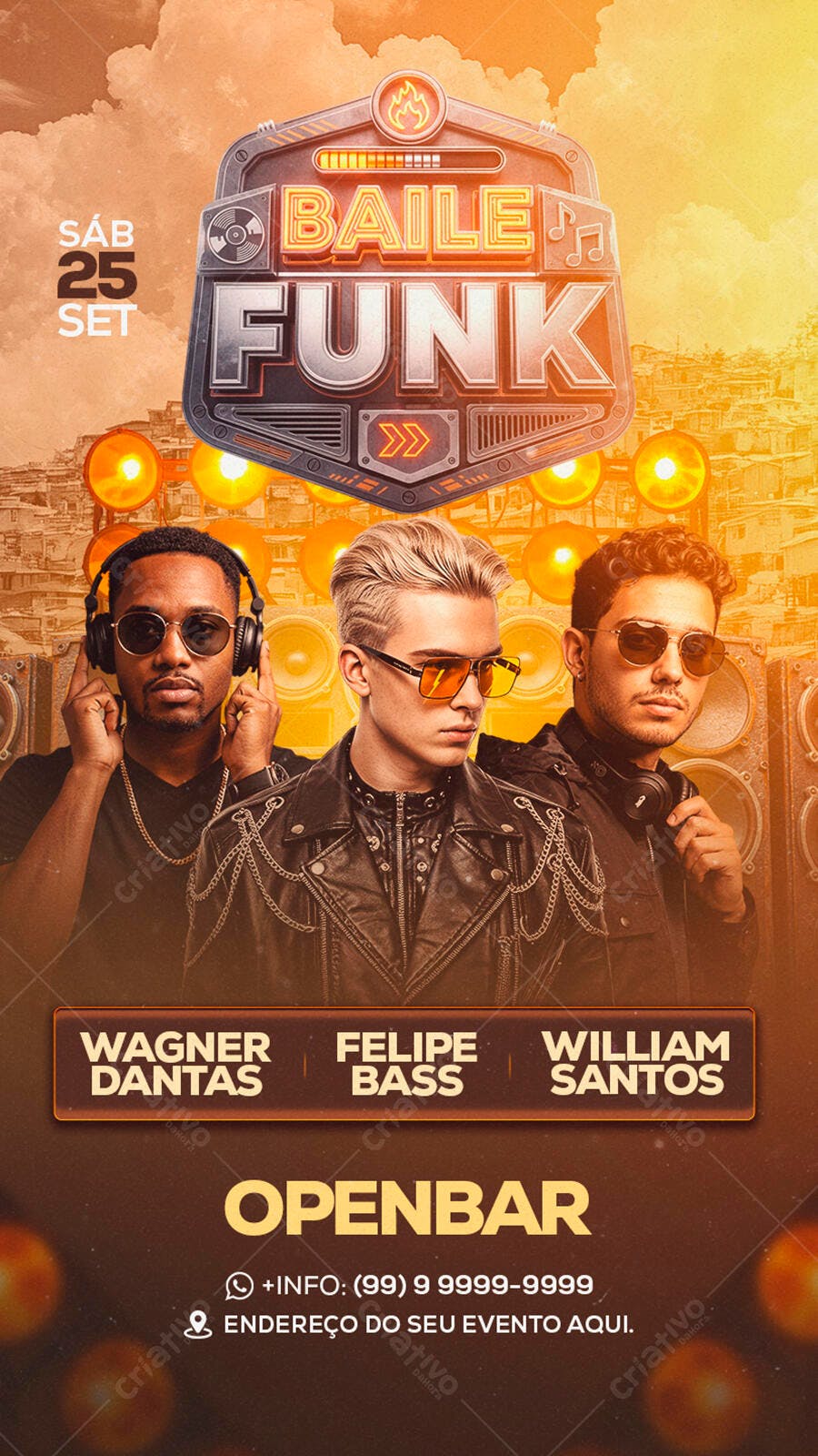 Flyer Baile Funk 25 de Setembro PSD Editável