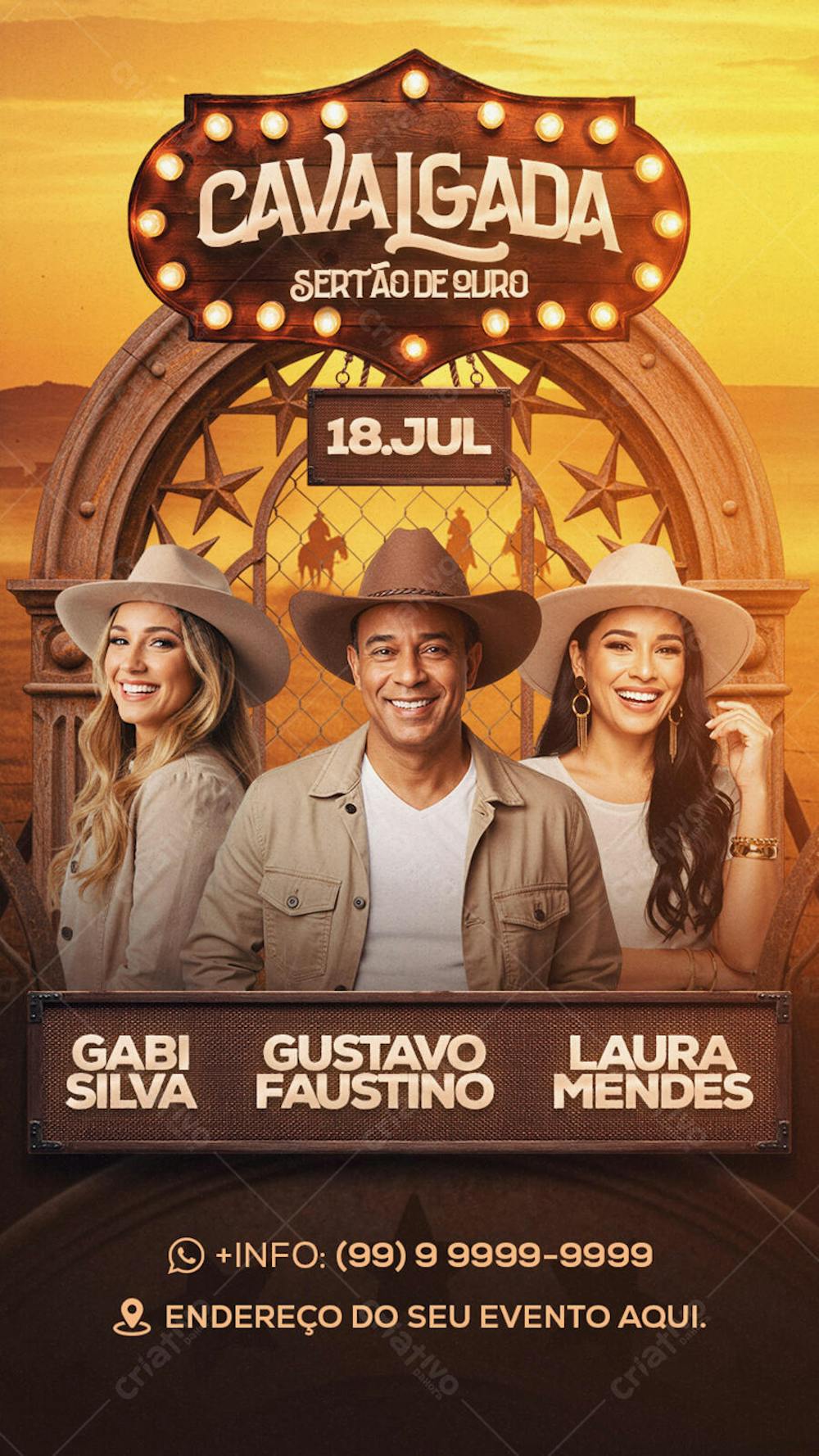Flyer Cavalgada Sertão de Ouro Story PSD Editavel