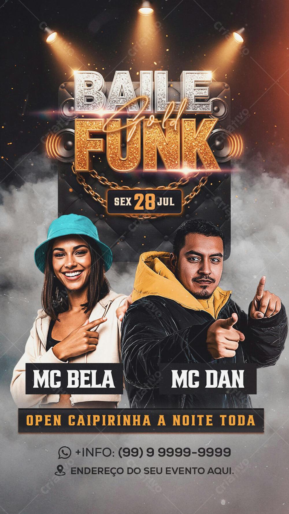 Flyer Baile Funk Gold Story PSD Editavel