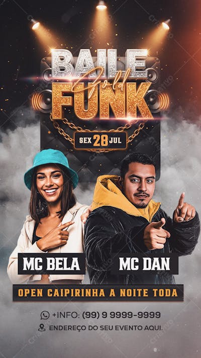 Flyer Baile Funk Gold Story PSD Editavel