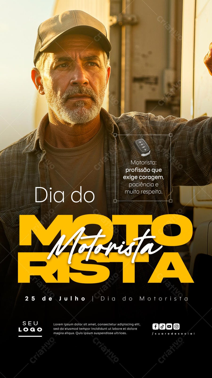 Flyer Dia do Motorista 25 de Julho PSD Editável