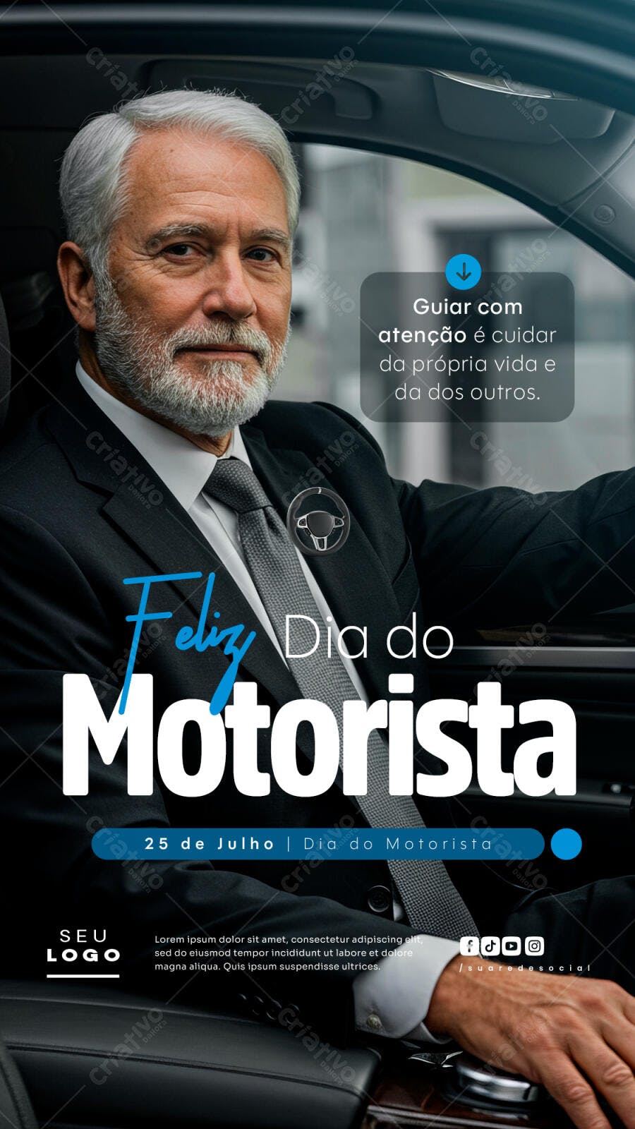 Flyer Dia do Motorista 25 de Julho PSD Editável