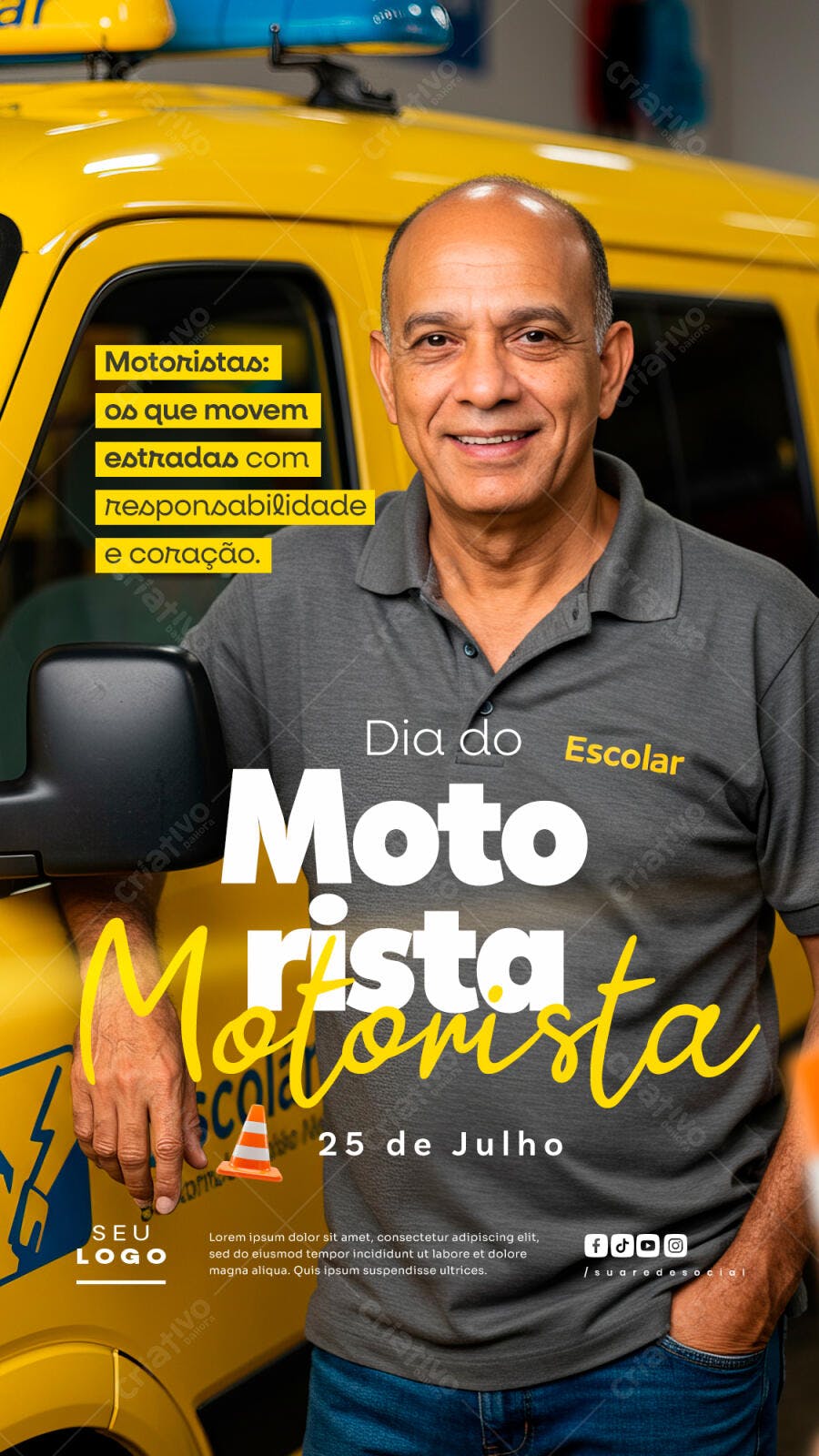 Flyer Dia do Motorista Escolar PSD Editável