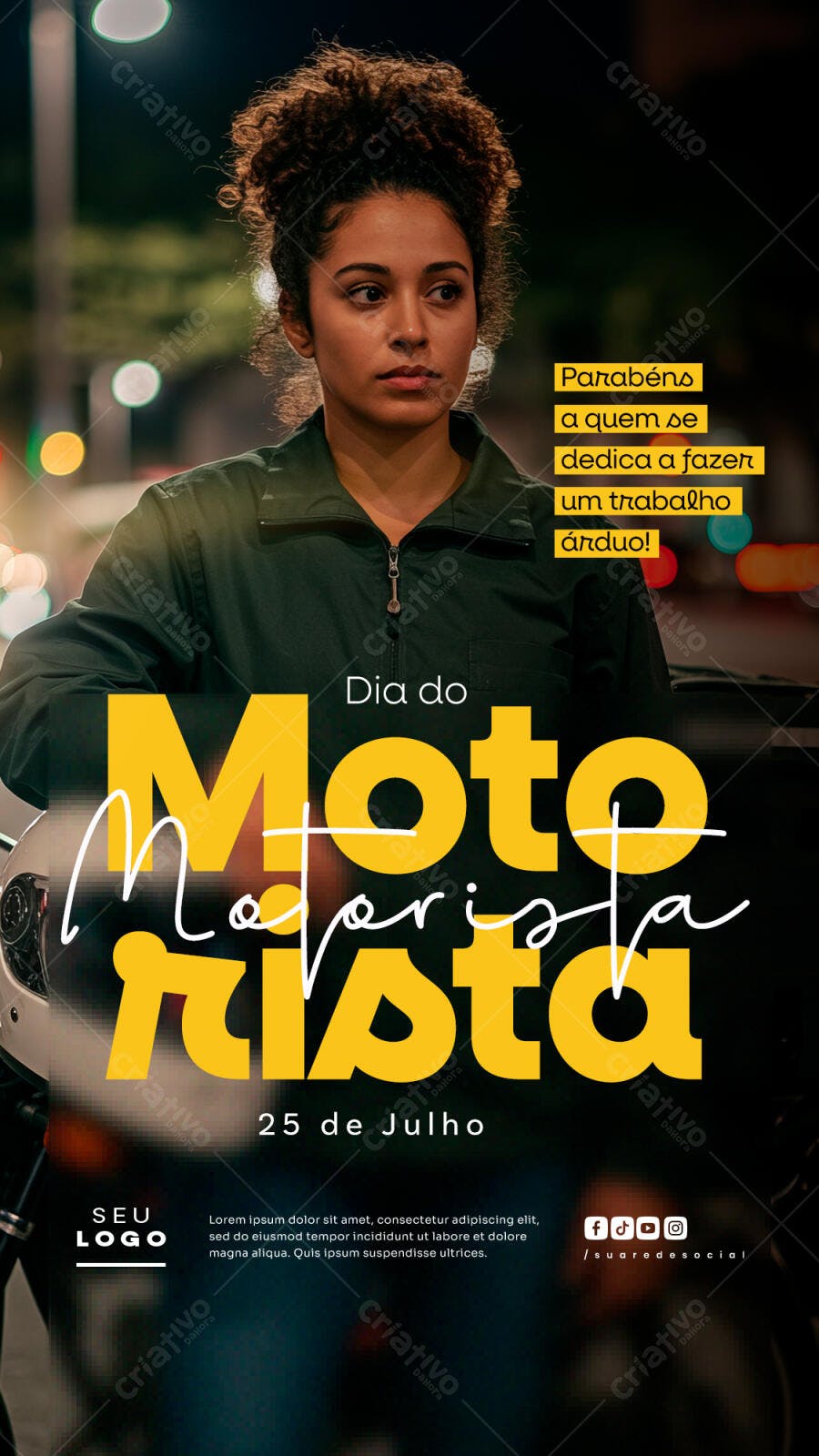 Flyer Dia do Motociclista 25 de Julho PSD Editável