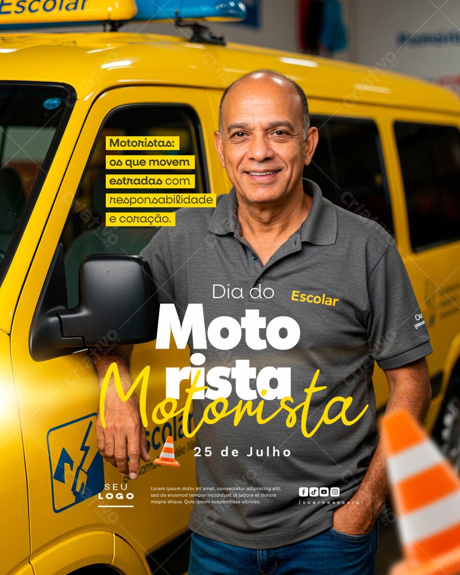 Flyer Dia do Motorista Escolar PSD Editável