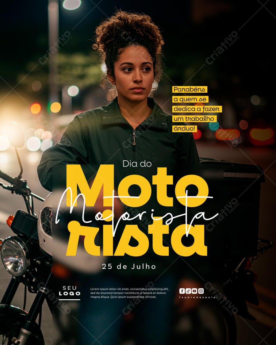 Flyer Dia do Motociclista 25 de Julho PSD Editável