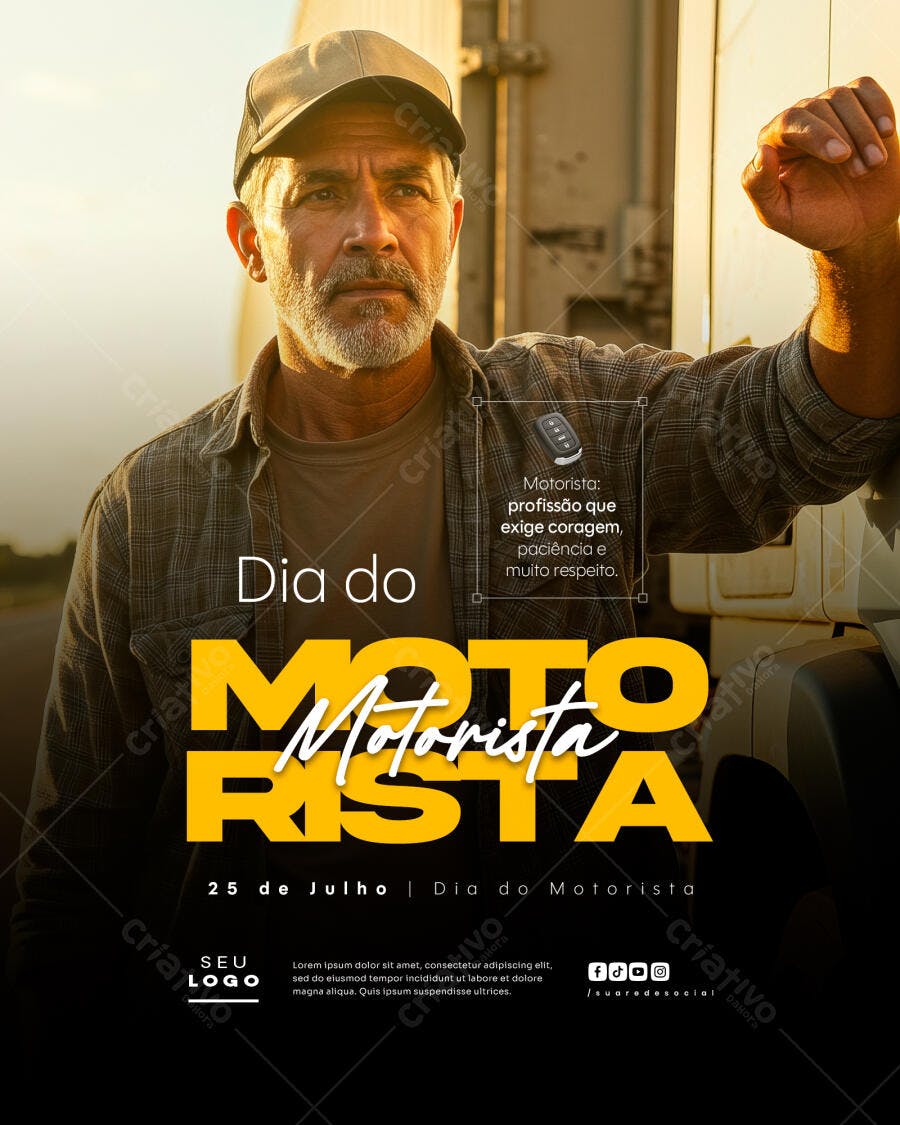 Flyer Dia do Motorista 25 de Julho PSD Editável