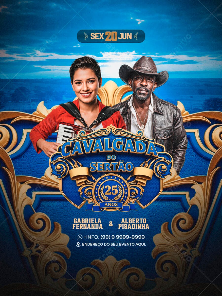 Flyer Cavalgada Sertão 20 de Junho PSD Editável