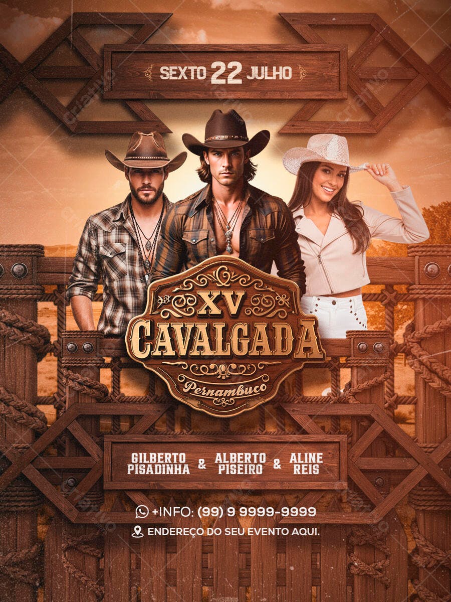 Flyer para Cavalgada 22 de Julho PSD Editável