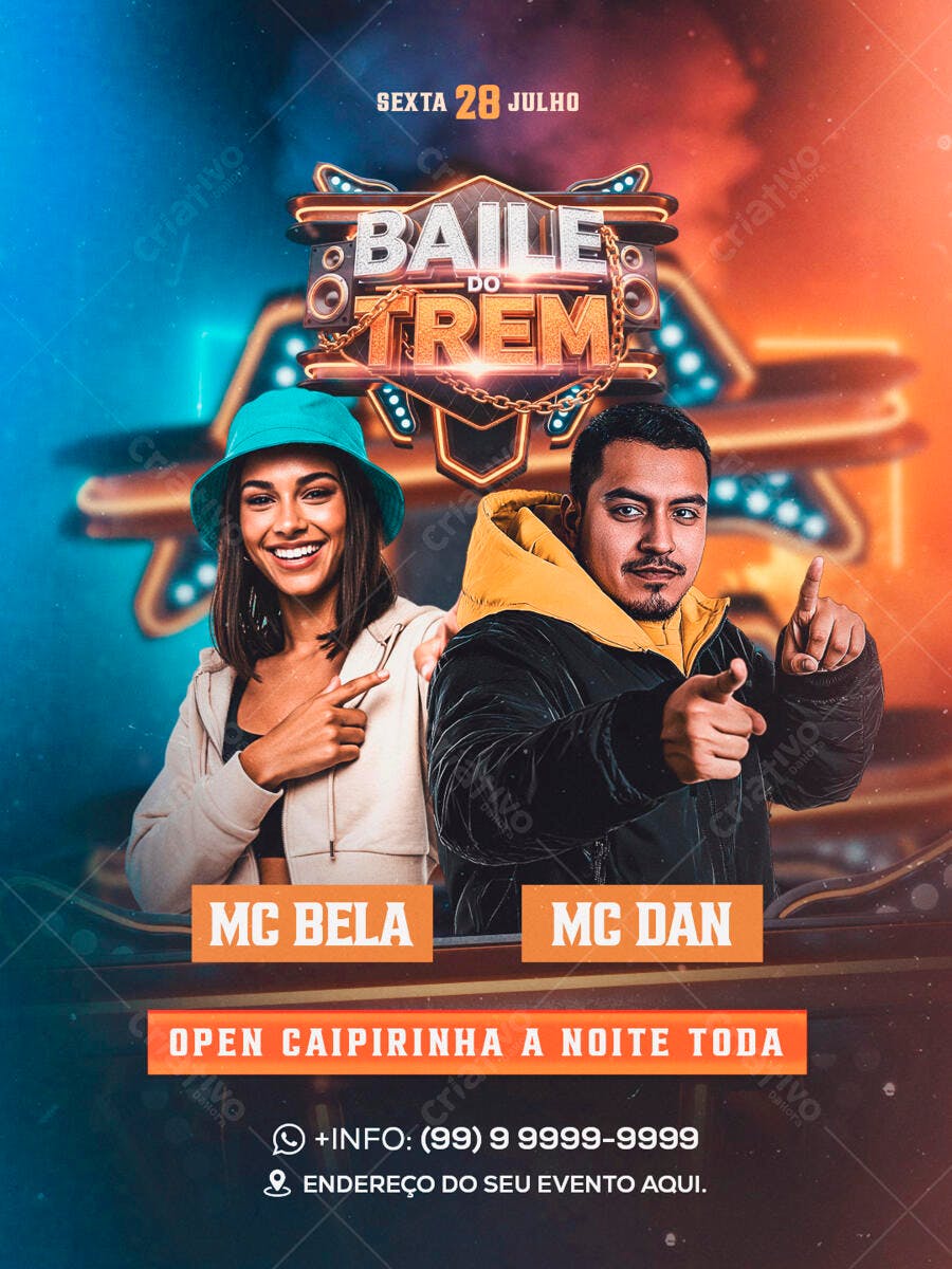Flyer Baile do Trem PSD Editável