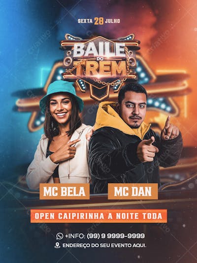 Flyer Baile do Trem Feed PSD Editavel